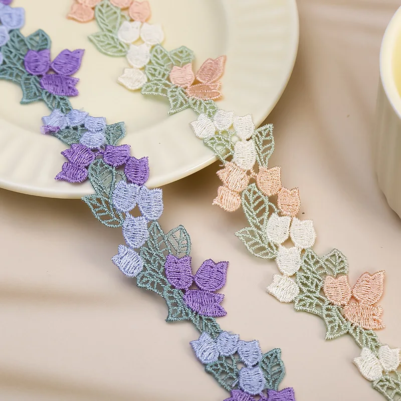 

30 ярдов, фиолетовая, розовая, водорастворимая кружевная ткань, 3,7 см, кружевная лента, отделка для шитья одежды, свадебные воротники, Encajes Delle