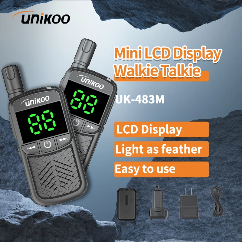 

2 PCS UNIKOO UK483M Walkie Talkie LCD Display Mini Portable Handheld Radio Comunicador Long Range Kids Walkie Talkies