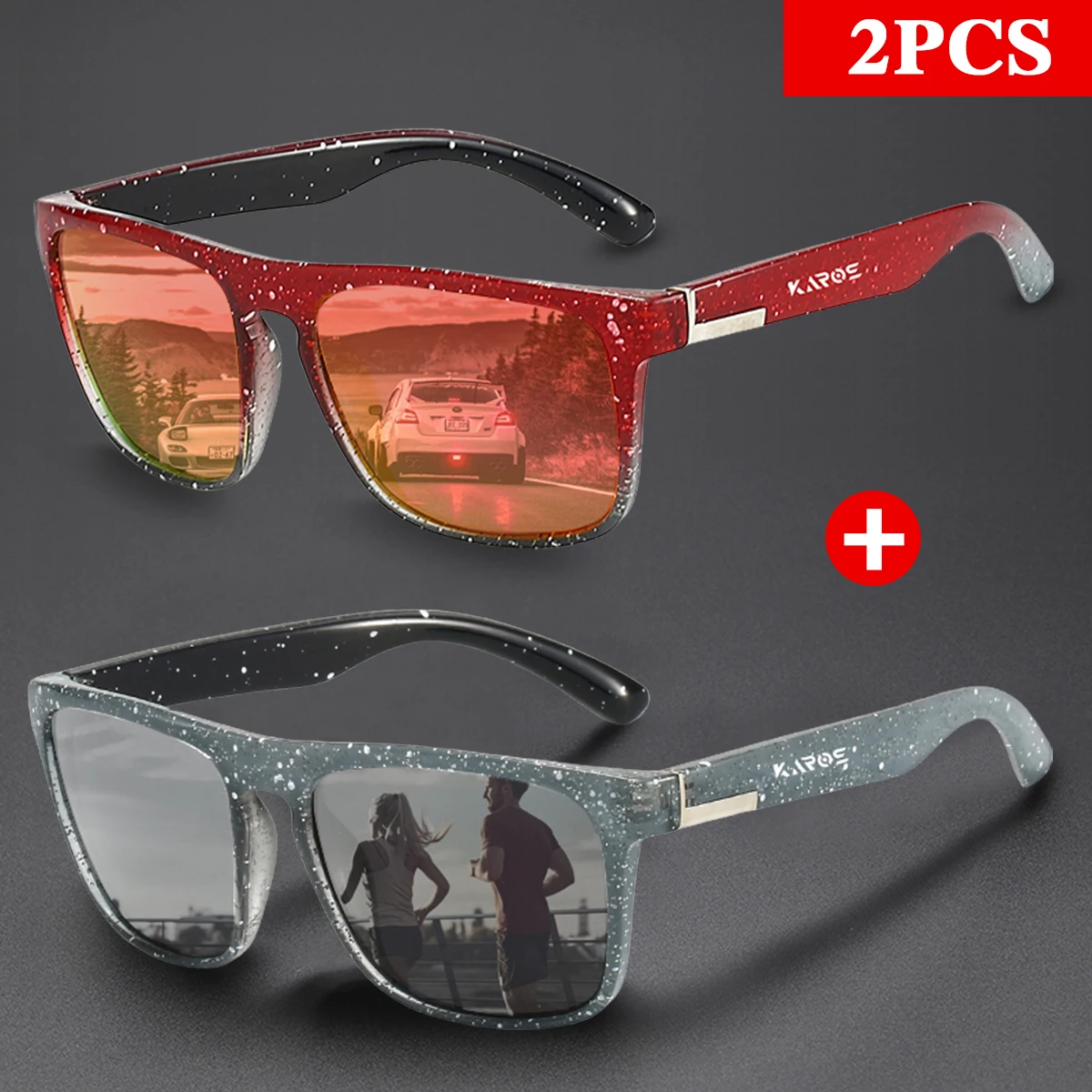 KAROS 2PCS UV400 Polarized Cycling Glasses Outdoor Road Cycling Glasses Sports Cycling Sunglasses Cycling Glasses For Men Women