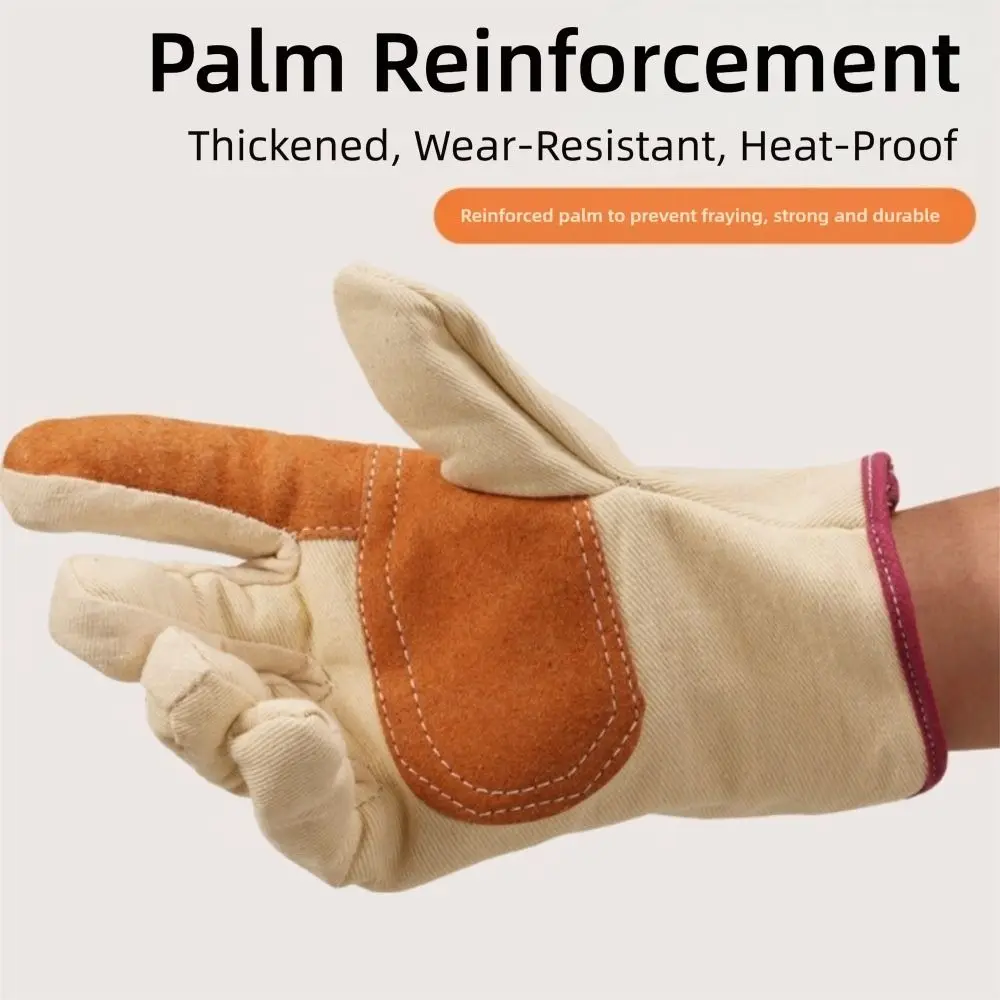 New Thick Welding Gloves Wear Resistant High Temperature Resistance Labor Gloves Canvas Security Protection