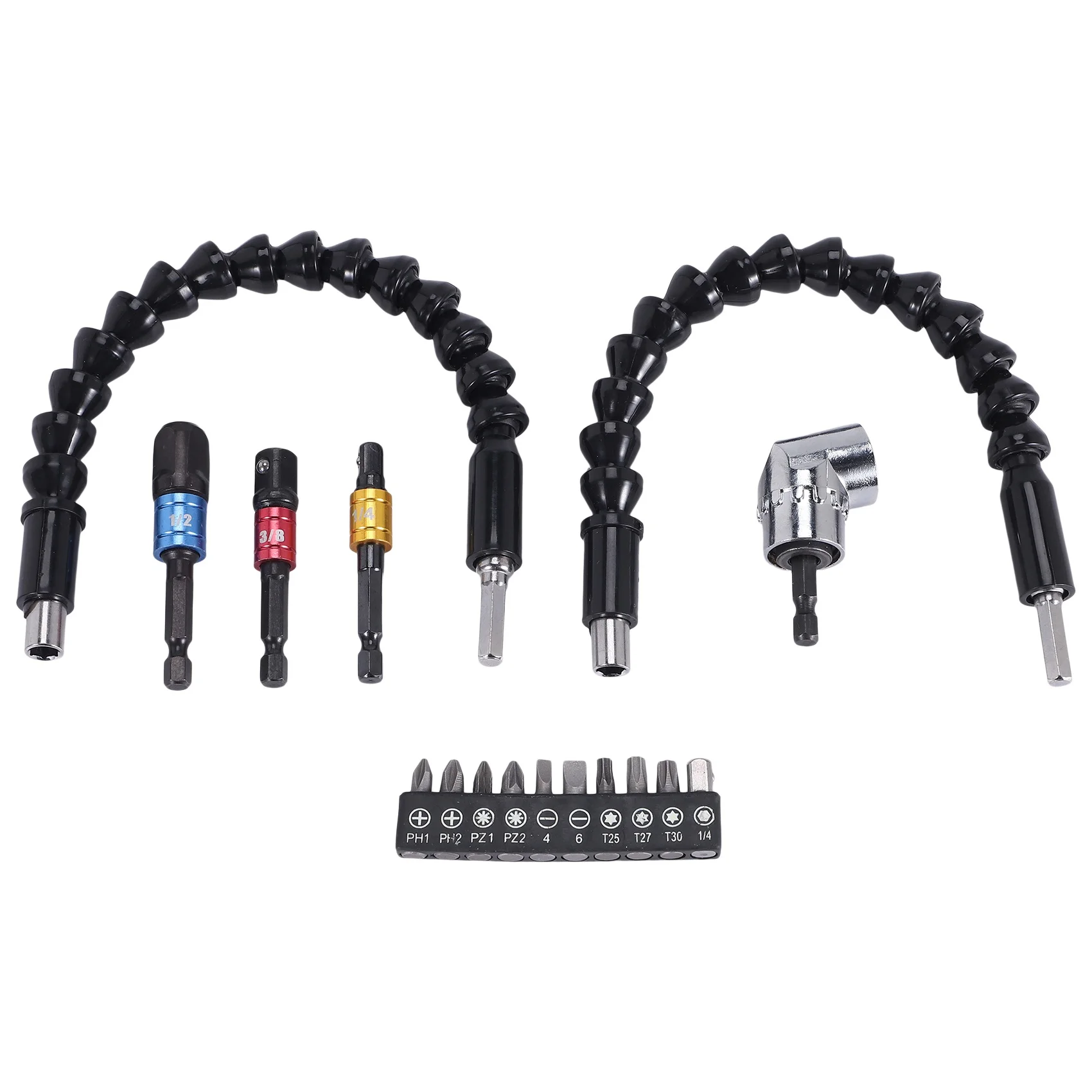AT16 Flexible Drill Extension Hex Shank Drill Nut Driver Bit Set, 3Pcs Universal Socket Adapter Set, Screwdriver Bit Set