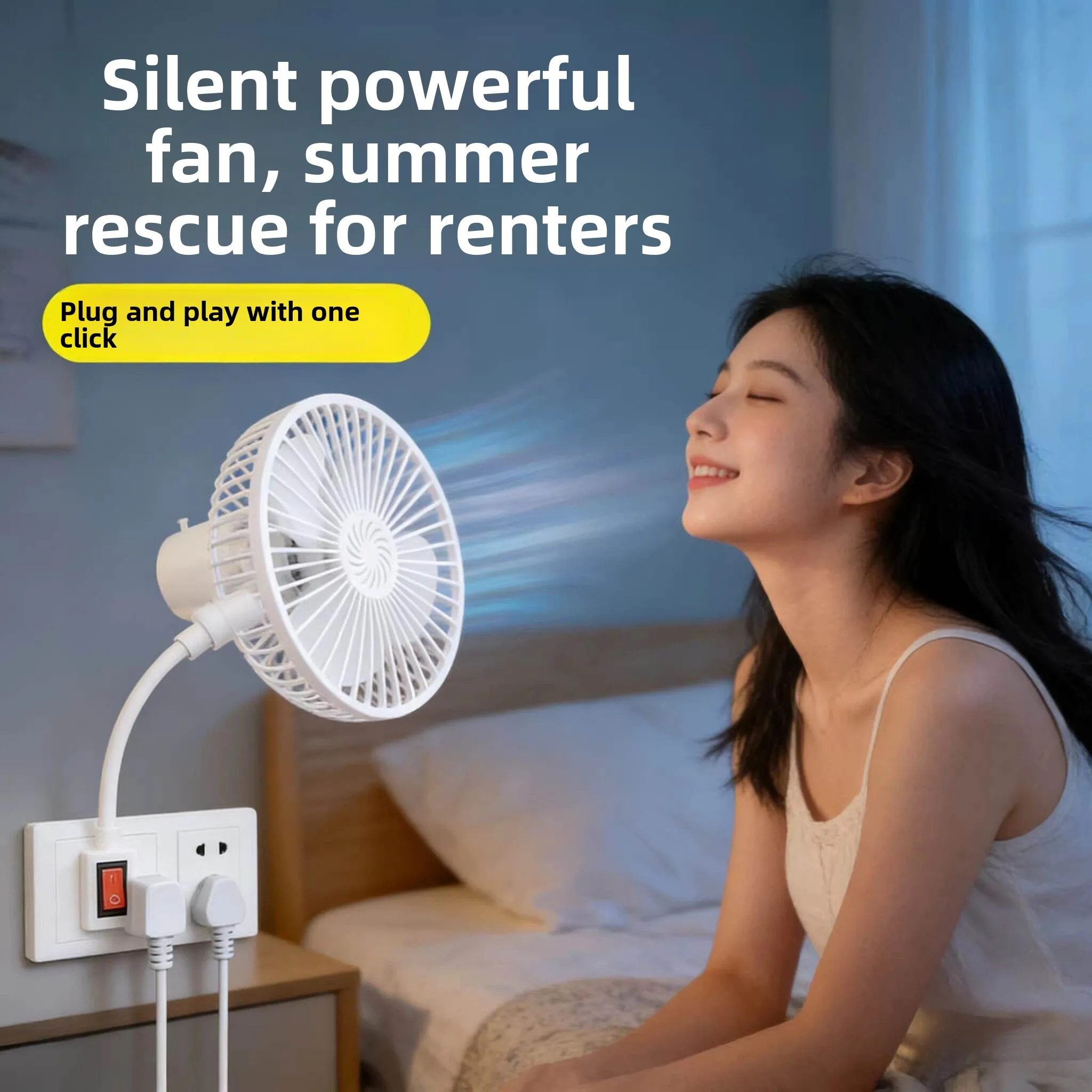 

Portable Fan with Protective Cover Socket And Flexible Tube Multi Directional Quiet Design for Toilet Dormitory Use