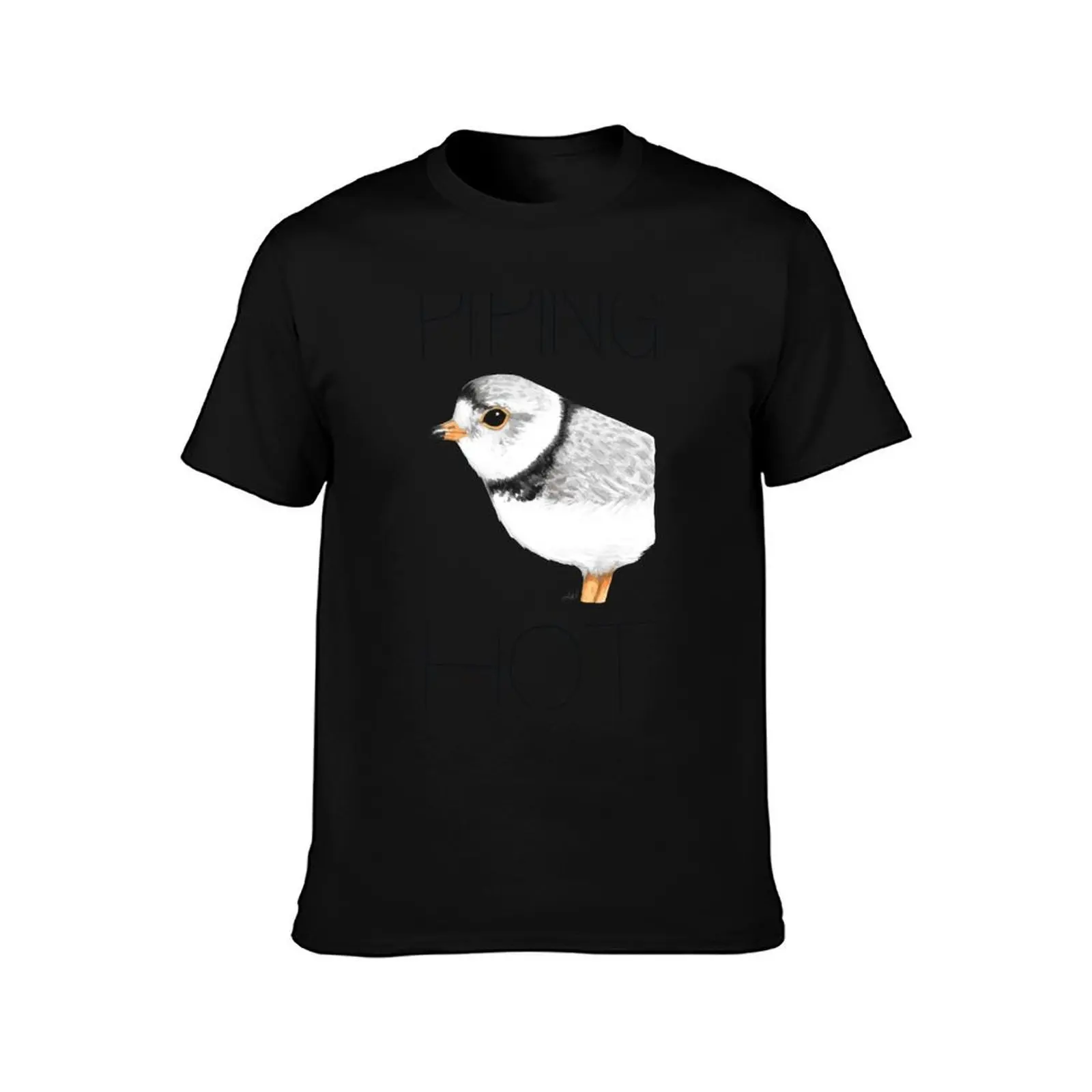 Piping (Plover) Hot T-Shirt, Summer Casual Cotton Tee, Oversized Streetwear Tops, Vintage Graphic Print, Loose Fit Short Sleeve