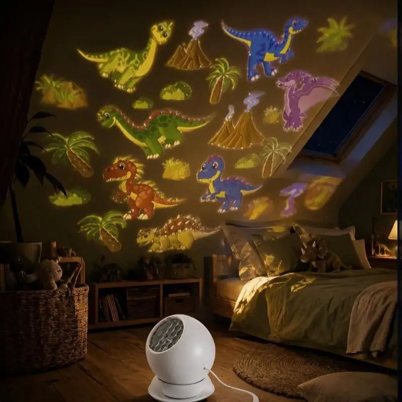 For Light Bedroom Living Room Birthday Parties Gift Dinosaur Themed Dynamic Projection Lamp 360° Rotation