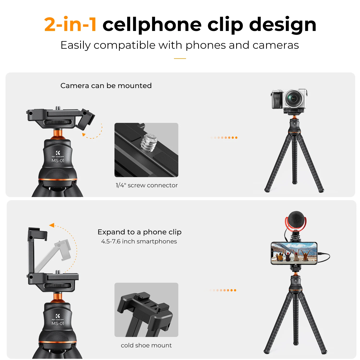 K&F Concept Flexible Camera Tripod 1/4\