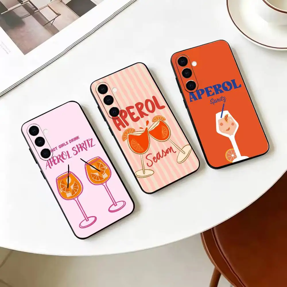 Aperol -Funny Spritz   Black Soft Silicone Phone Case for Samsung Galaxy A73, A42, A72, A70, A53, A52, A51
