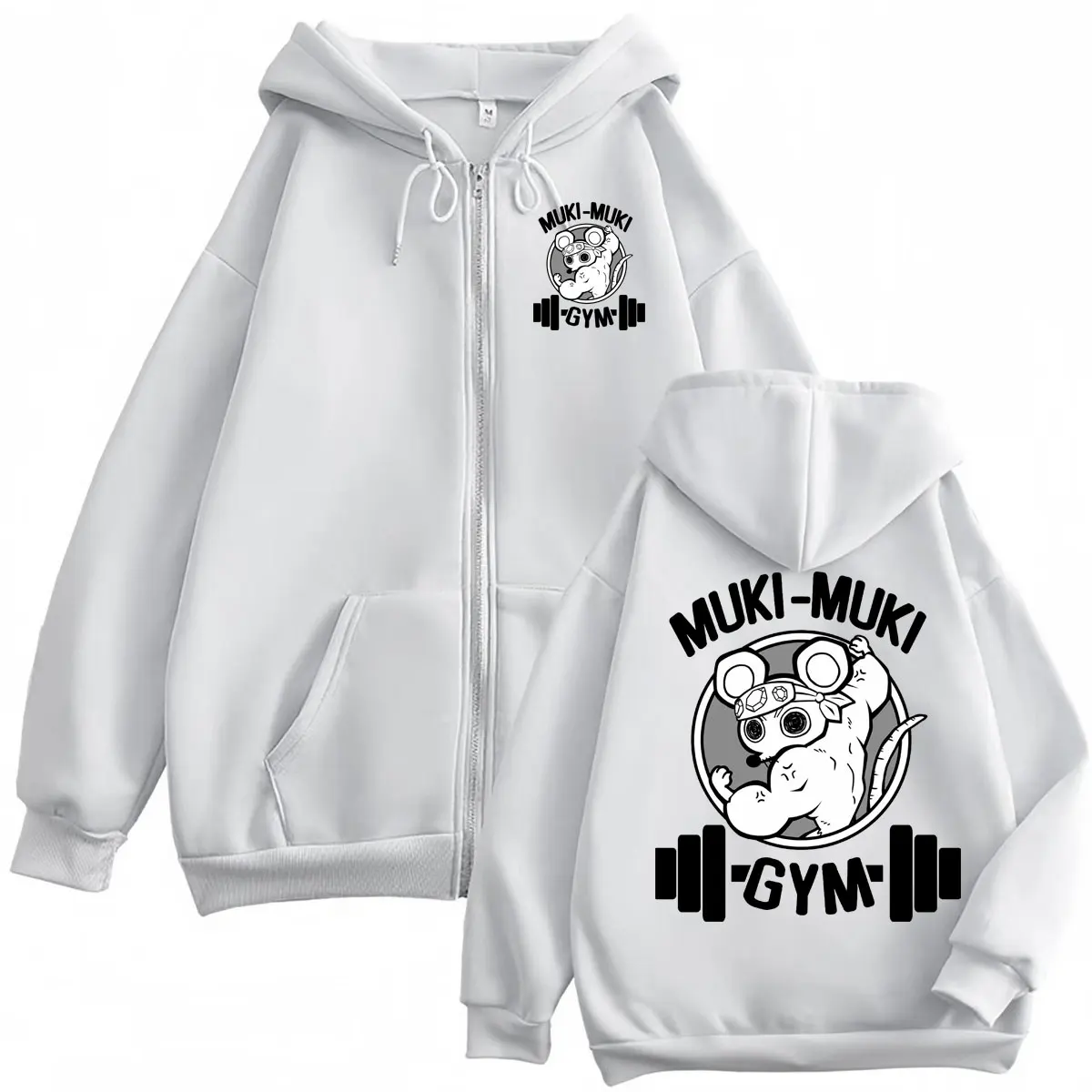 Funny Ninja Mouse Muki Muki Gym Zipper Hoodie Fashion Vintage Zip