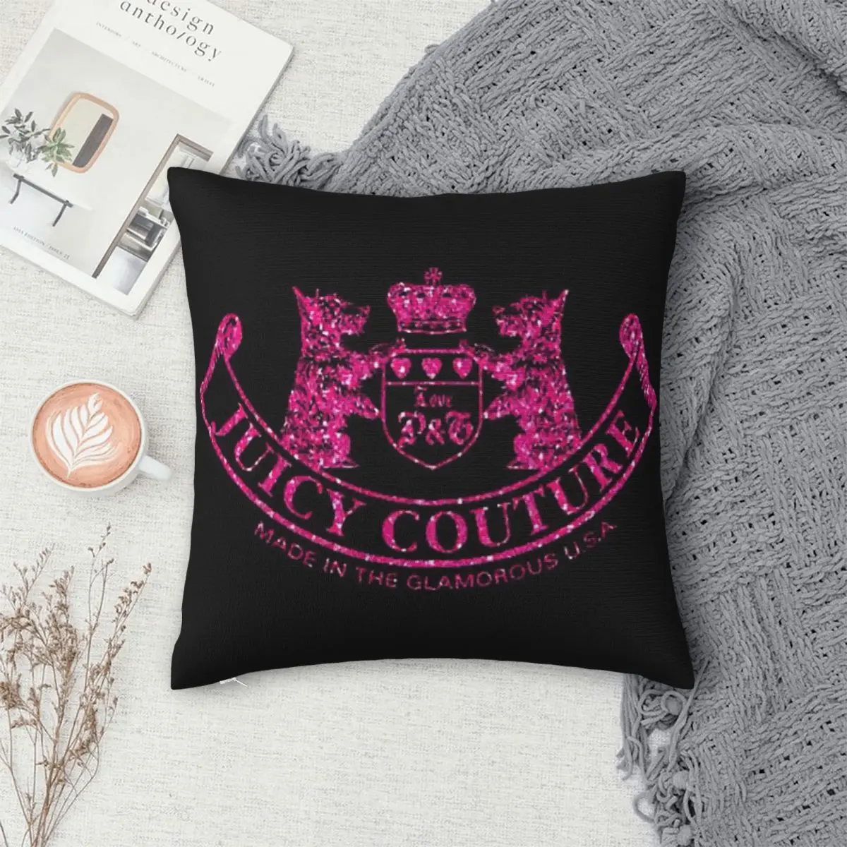 

Y2k Juicy Couture Crest квадратная наволочка наволочка наволочка для домашнего дивана гостиной