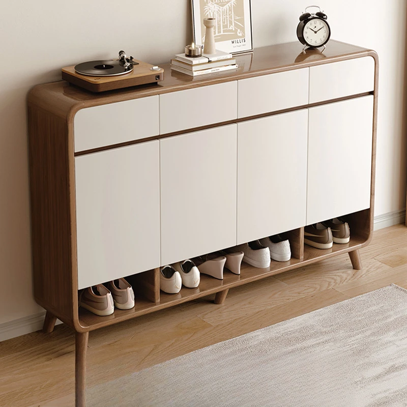 Design Wooden Modern Antique  Apartment Shoe Rack with Multi-Functional Storage Durable & Stackable