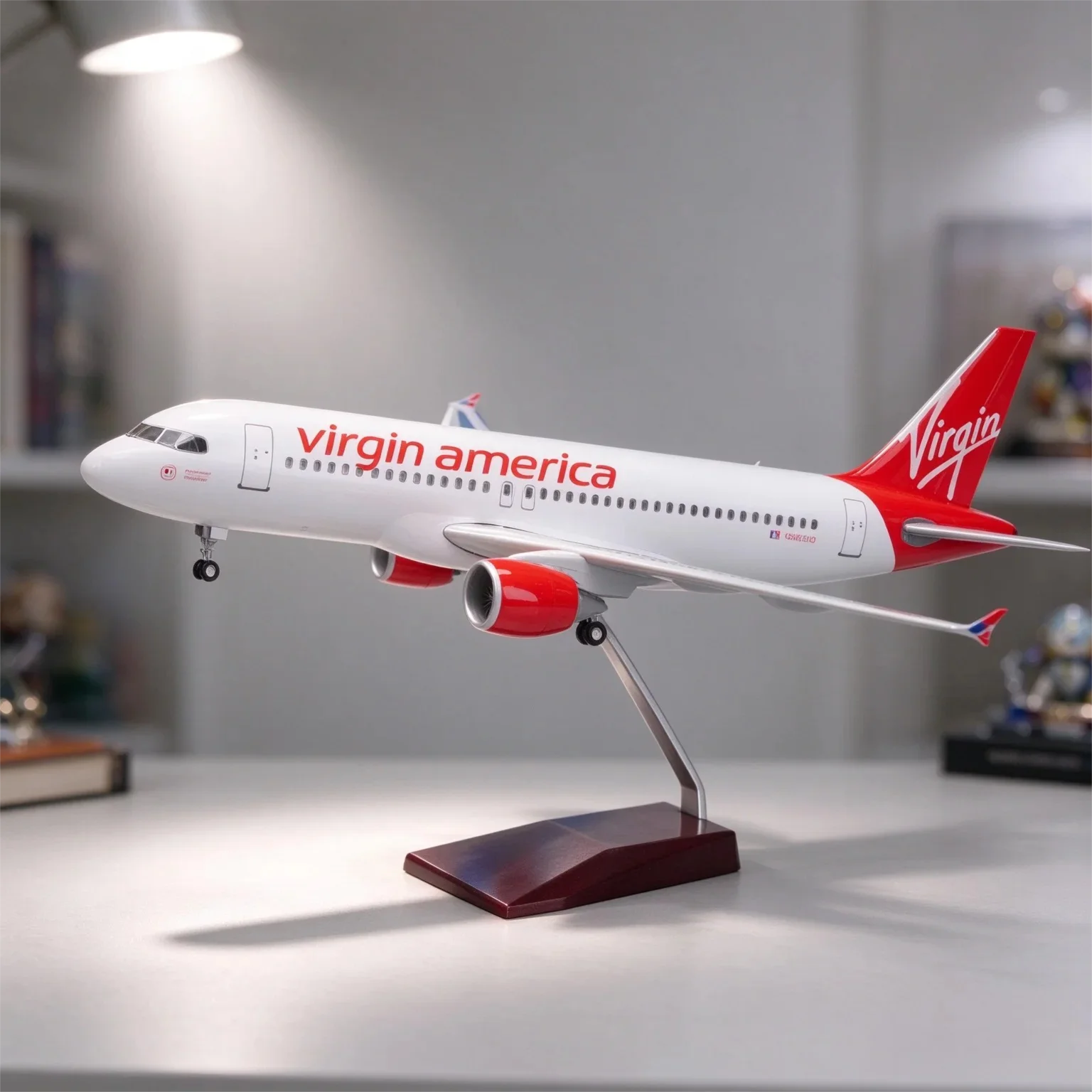 1/80 Scale Aircraft A320neo Virgin America 47cm Resin Airplane Model Kit For Adults Collection Ornament Gift With Landing Gear