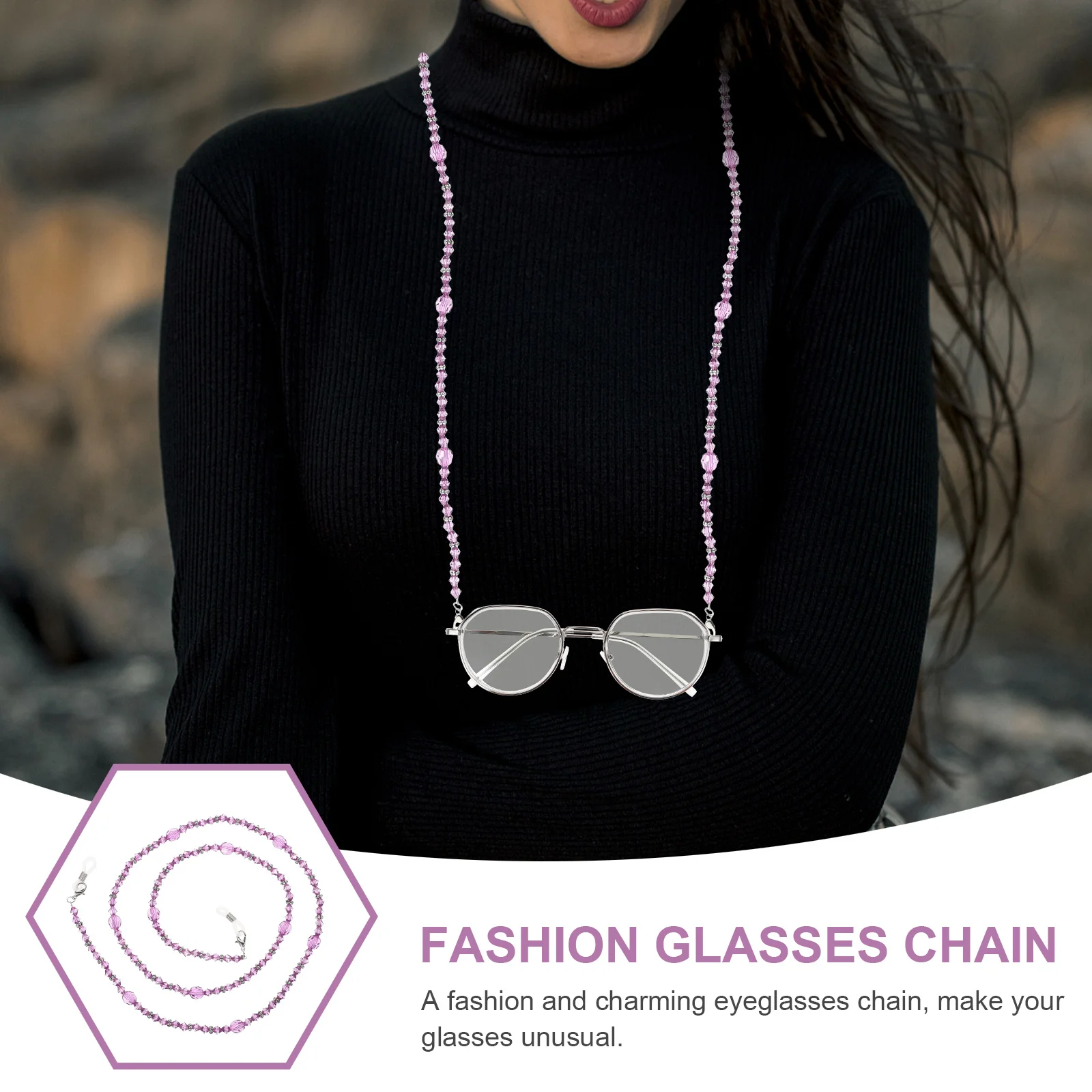 

2Pcs Anti-Skid Handmade Beading Glasses Chain Eyeglass Holder for Sports Cycling Running Prevent Glasses Falling