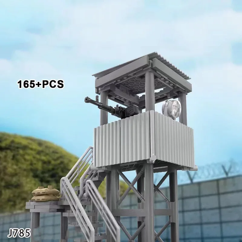 Military Scene Observation Tower MOC Building Block Base Post Fortress Boy Assembly Model Toys Small Particle Bricks Parts Gifts