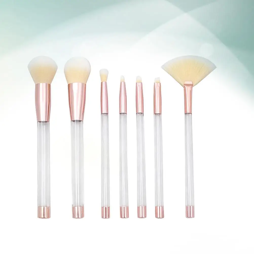 7-teiliges Make-up-Pinsel-Set, Premium-Kosmetikpinsel, Puder-Applikator, Damen, Kristallgriff, weiche Faserborsten, professionell, täglich