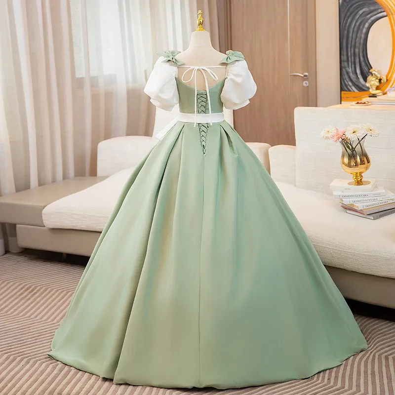 Sweet Princess Quinceanera Dress Newest Ball Gown Dress With Bow Sleeve Elegant Long Simple Vestido De Debutante Customized