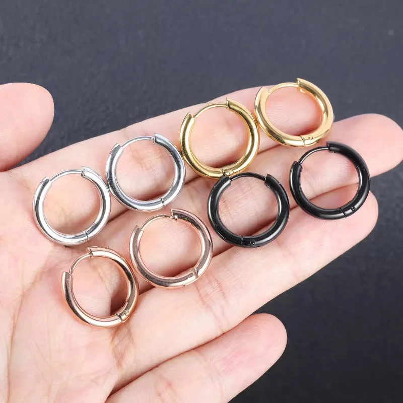 1 Paar 8-20mm Trendige Kleine Creolen für Damen/Herren Zierliche Runde Edelstahl-Ohrclips Piercing-Schmuck – Detail 6