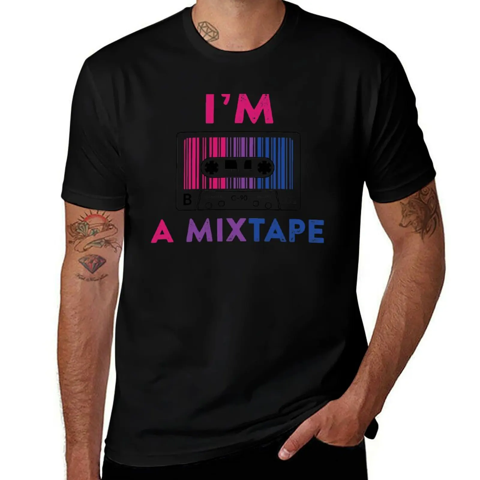 I'm a Mixtape Bisexual Pride LGBT Retro Tshirt T-Shirt Plus Size Basic Short Sleeve Top T-Shirt