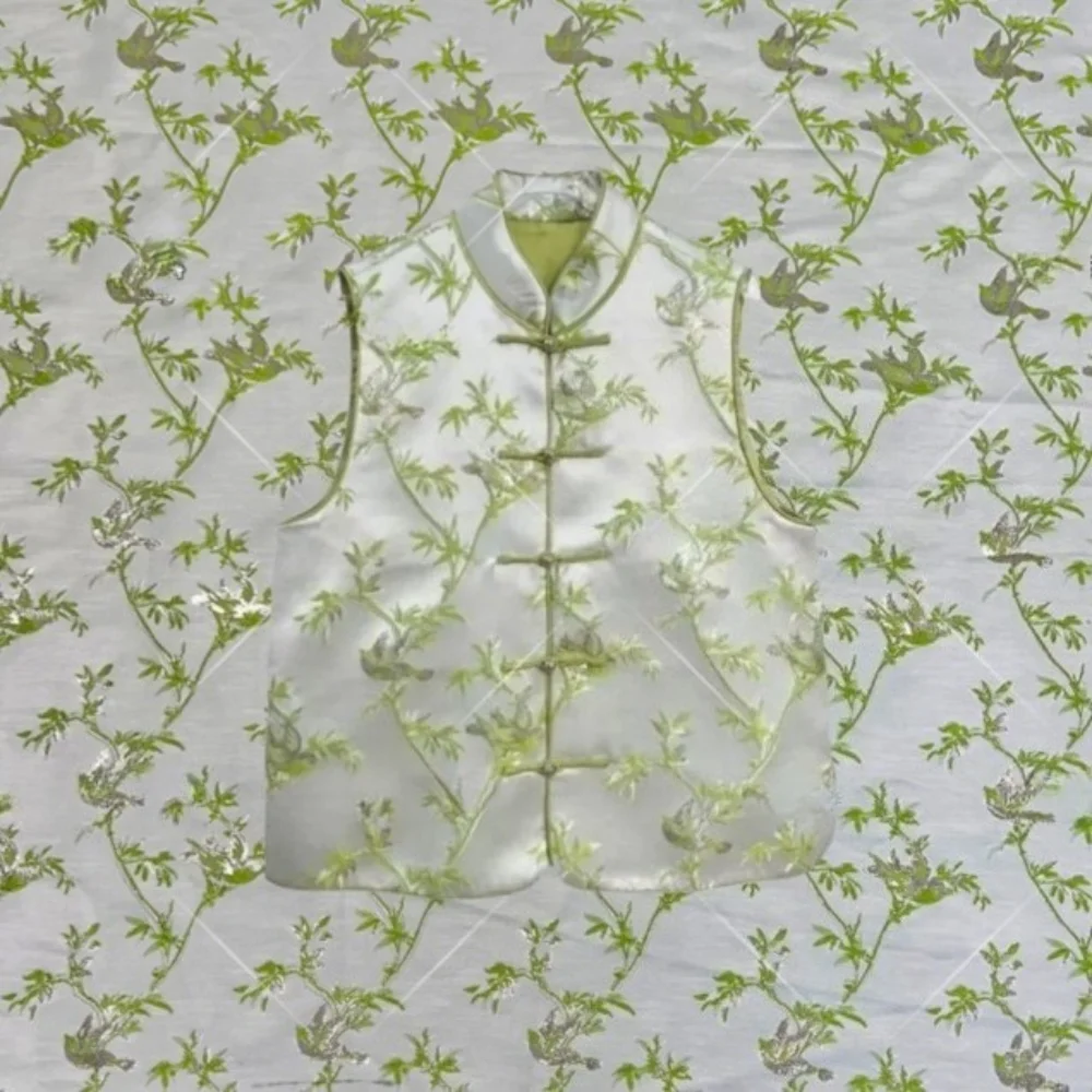 

Золотая проволока Цветок Птица Пряжа Окрашенная жаккардовая парчовая ткань Платье в стиле шинуазри Тренч Жилет Одежда Дизайнерская швейная ткань