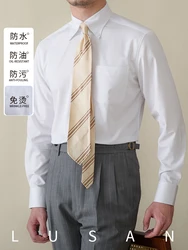 Business Non-ironing Long-sleeved Shirt British All-match Slim-fit Workplace Three-proof Skin-friendly Breathable Shirt Trendy