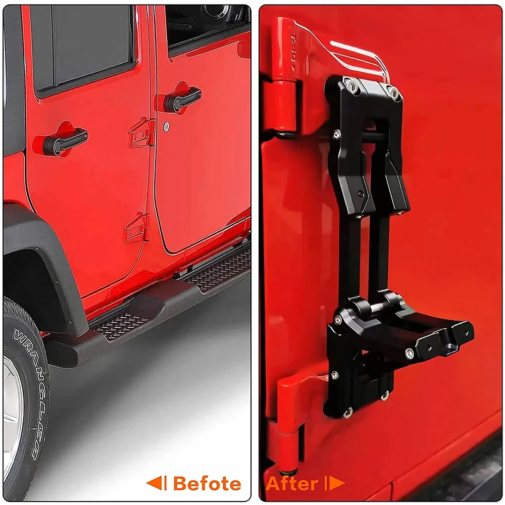 For Jeep Wrangler 2007-2018 JK JKU 2018-2020 JL JLU Door Hinge Step Aluminum Folding Foot Pedal Compatible