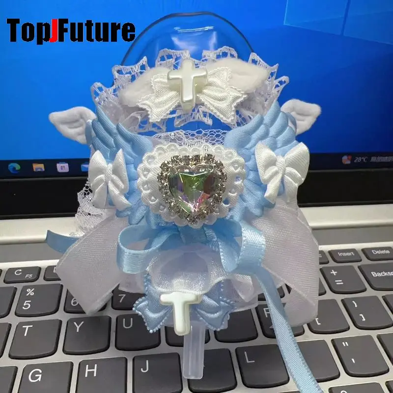 لوليتا المرأة Harajuku Steampunk Y2K الفتيات القوطية مقوس دانتيل جميل عبر الأكسجين قناع شفاف بولي كلوريد الفينيل أقنعة التنفس تأثيري لعبة