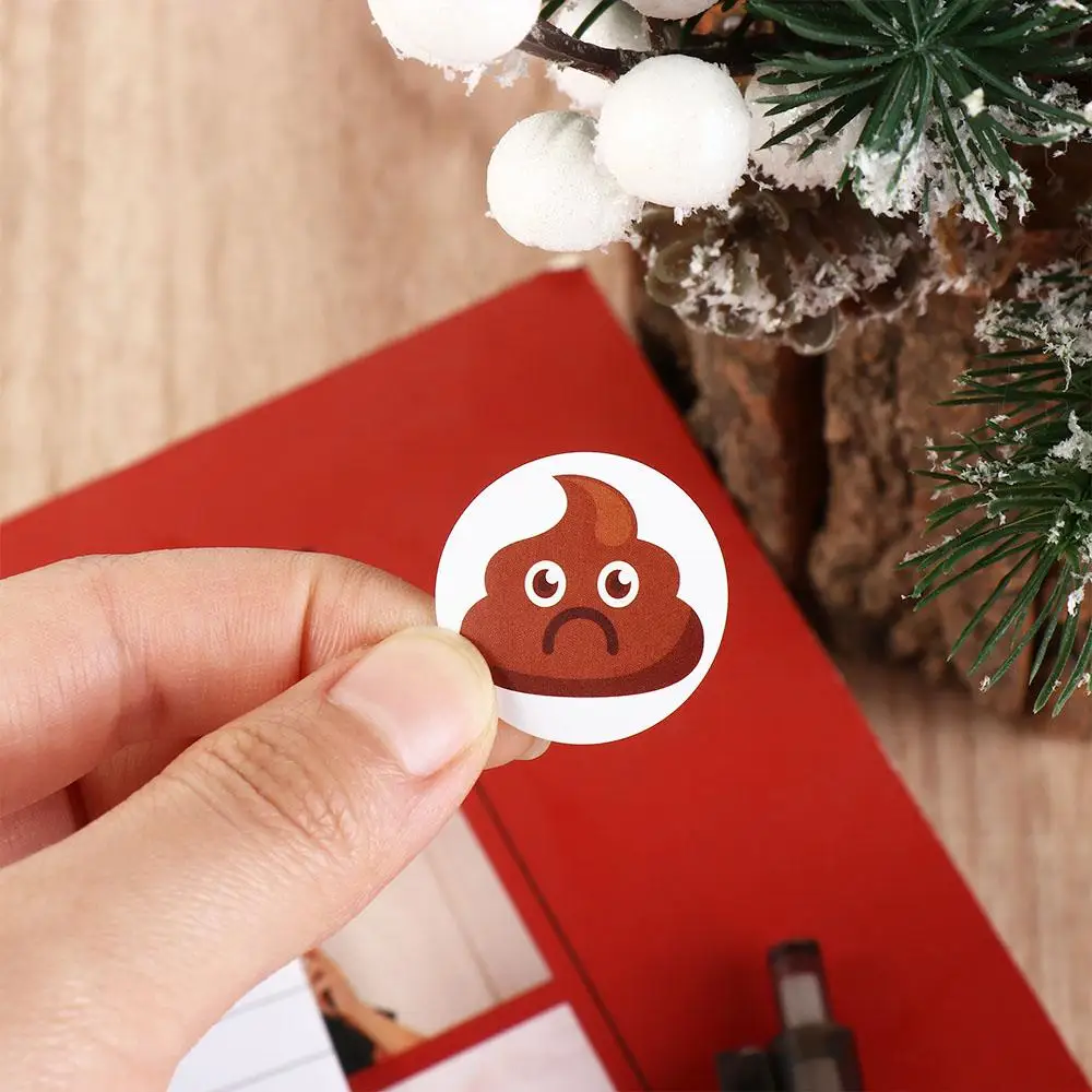 500pcs Labels Self-adhesive Poop Emoticons Sticker Seal Funny Stationery Sticker 1inch Reward Sticker Party Supplies