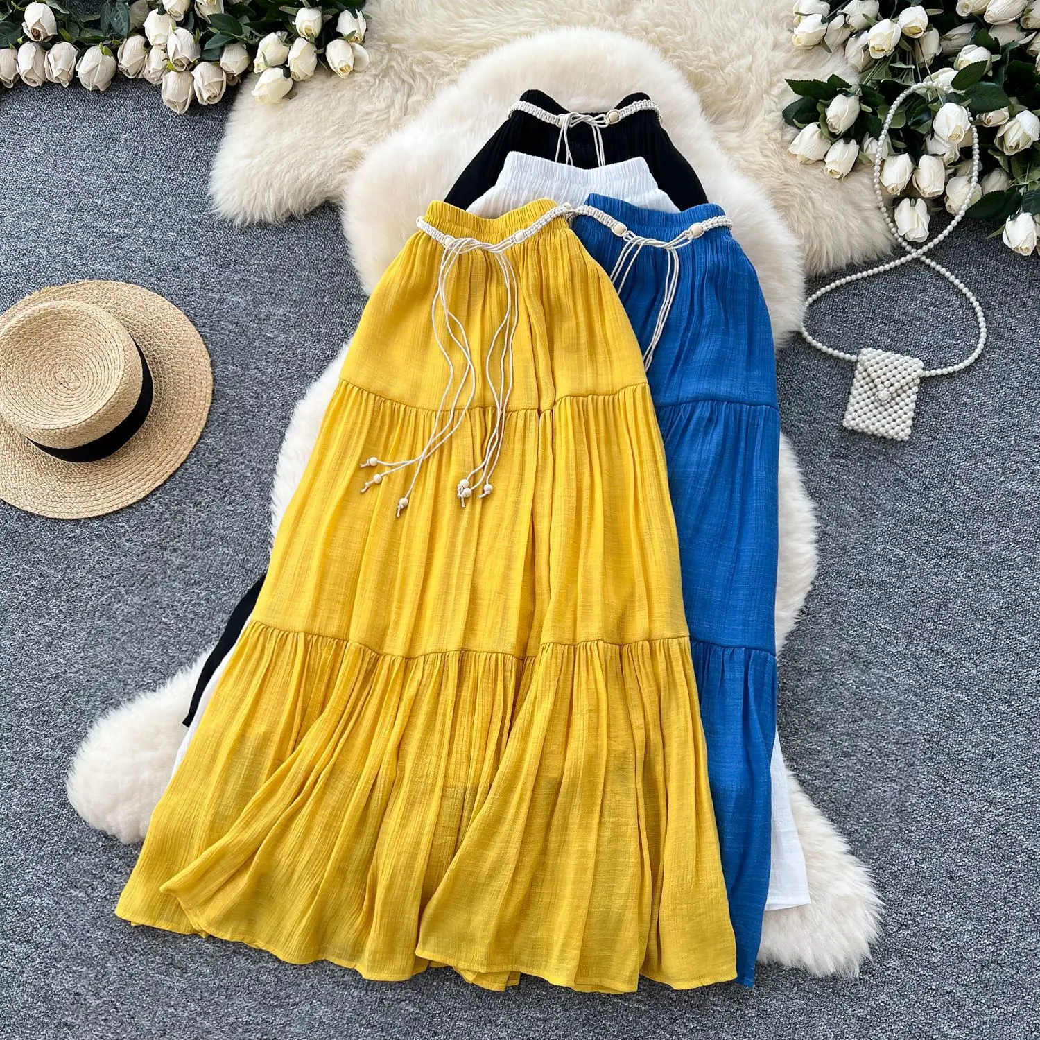 

Skirts Women Long Skirt A Line Slim Fit Streetwear High Elastic Waist Elegant Splice Y2k Work Beach Work Casual Summer 2025