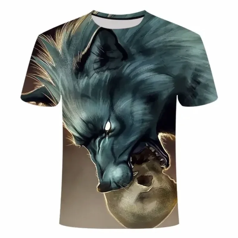 Animal Wolf 3D-Druck Sport Schnelltrocknend Atmungsaktives Herren-T-Shirt Outdoor Street Loose Comfort Vielseitiges Eltern-Kind-Kurzarm-Oberteil – Detail 18