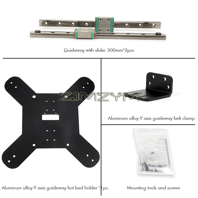 Linear Guide Rail Kit 300mm Y axis Linear Rail Guide Kit for KP3S Pro Printer, with Heated Bed Support Plate and Accessories