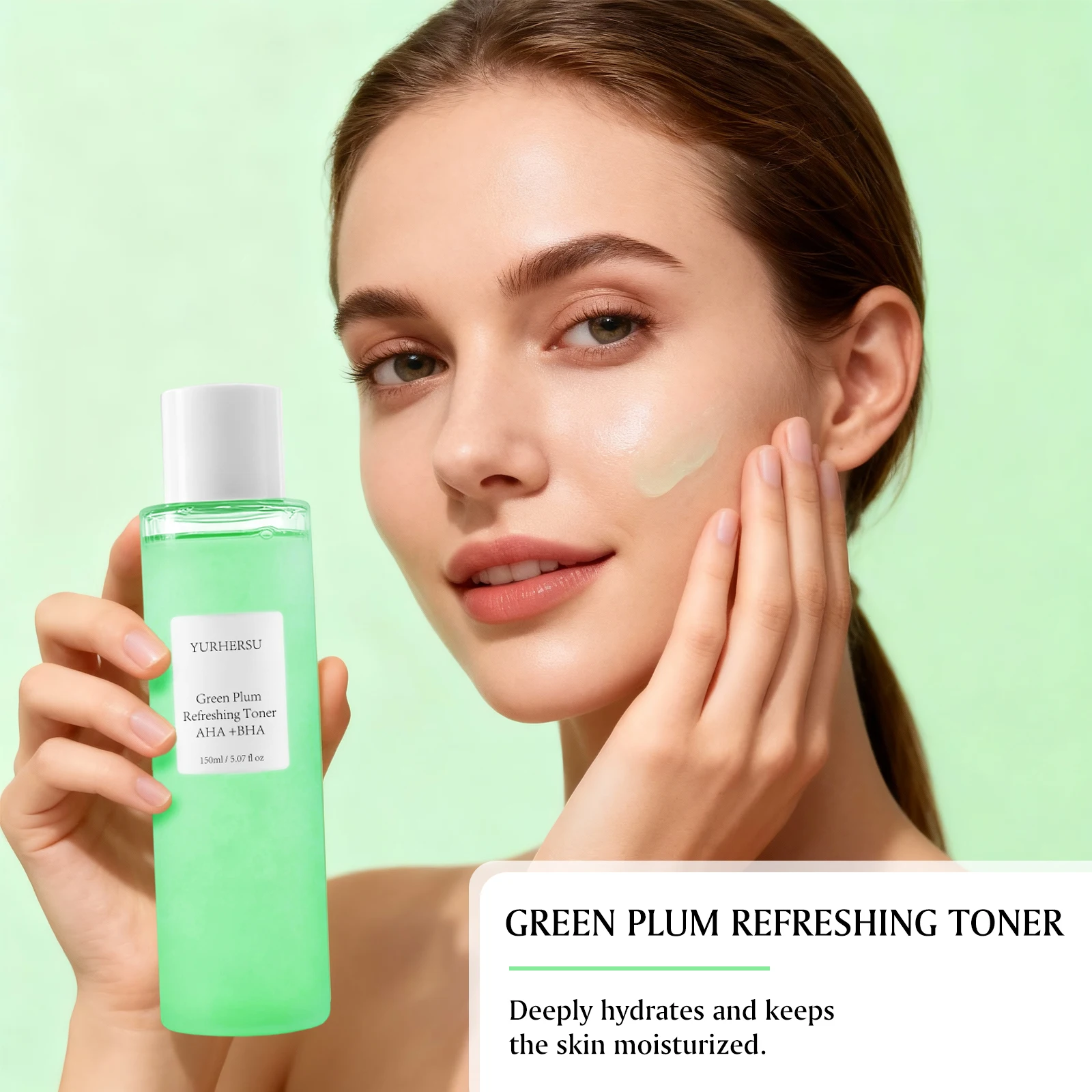 الأخضر البرقوق AHA BHA الحبر منعش الوجه جوهر مرطب معتدل التقشير حمض الساليسيليك العناية بالبشرة الرجال النساء #6