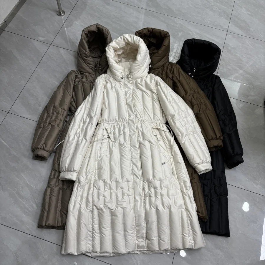 

New Winter Women Long White Duck Down Jacket Female Casual Loose Warm Parkas Long Hooded Down Jacket Puffer Coat