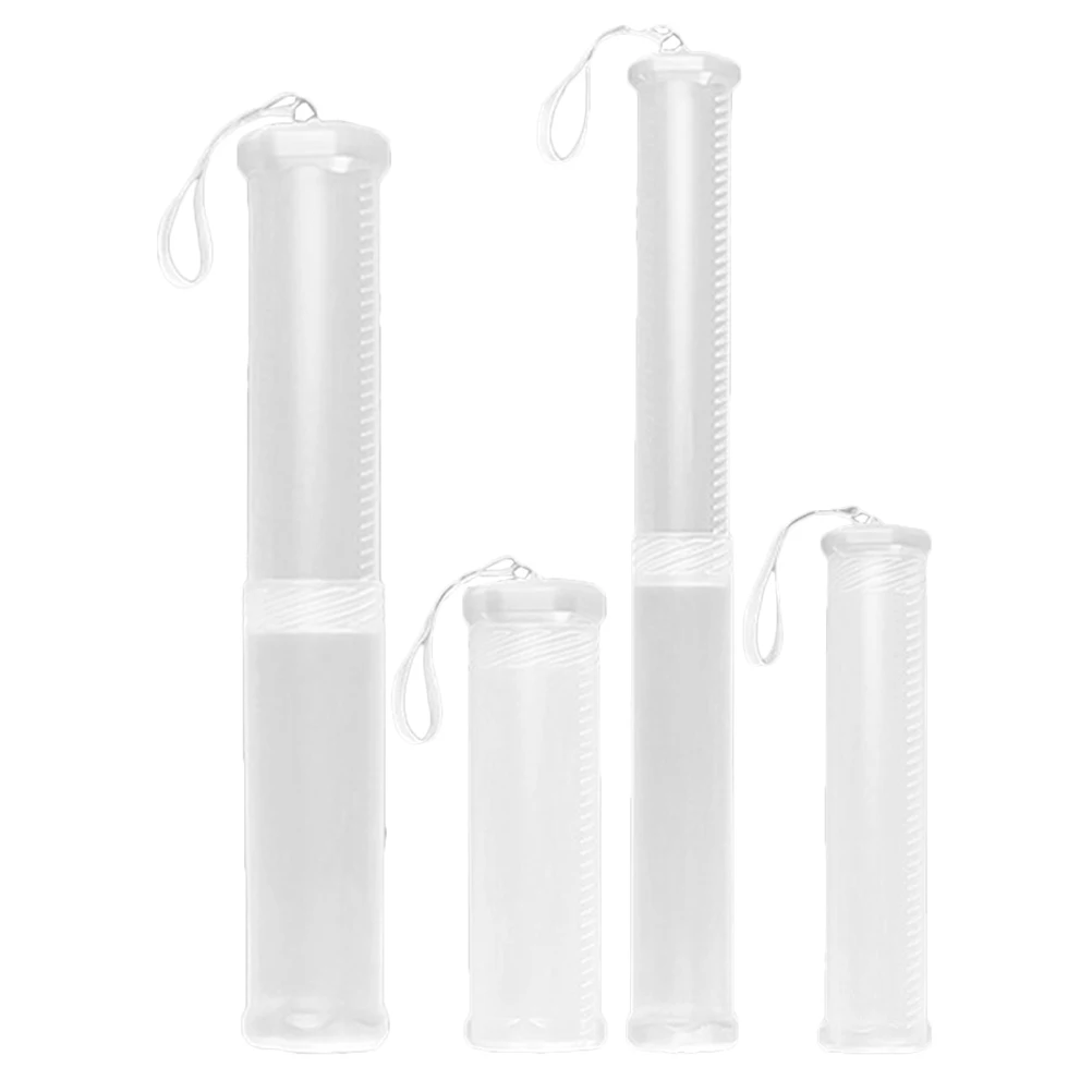 

4pcs Retractable Storage Tubes Clear Plastic Adjustable Height Spiral Structure Paint Brush Holder Supplies Organizer
