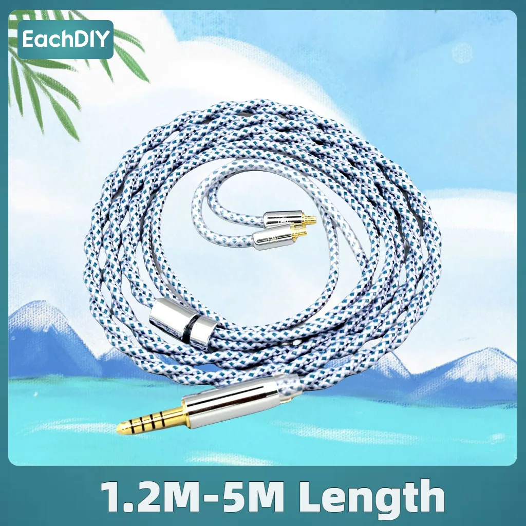 

99% Pure Silver Earphone Cable For Acoustune HS 1695Ti 1655CU 1695Ti 1670SS Mix Graphene OCC Shielding 8627
