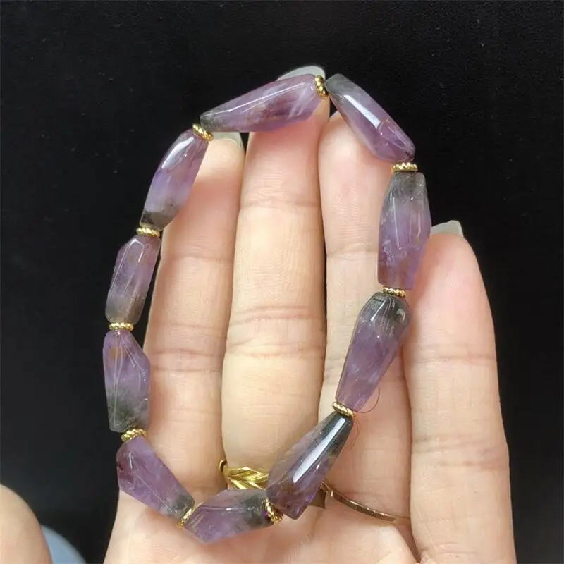 

Natural Auralite Quartz Freeform Bead Bracelet Gemstone Round Bead Crystal Healing fengshui Gemstone Jewelry Gift 1PCS