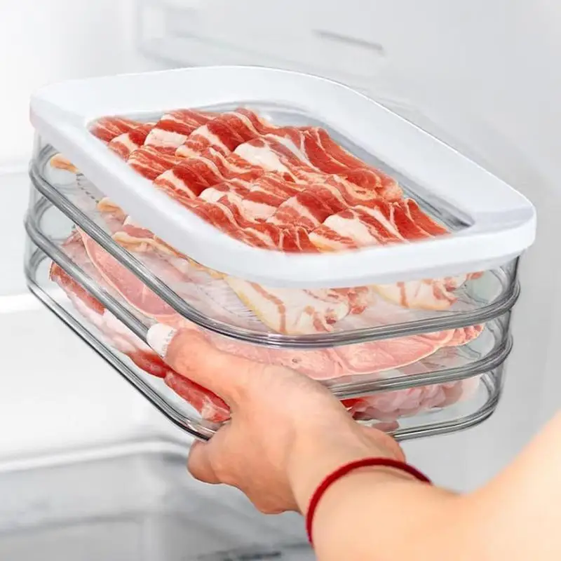 Bacon Keeper Leak-proof Deli Meat Container for Fridge Food-grade Frozen Roast Meat Storage Box Kitchen Accessories