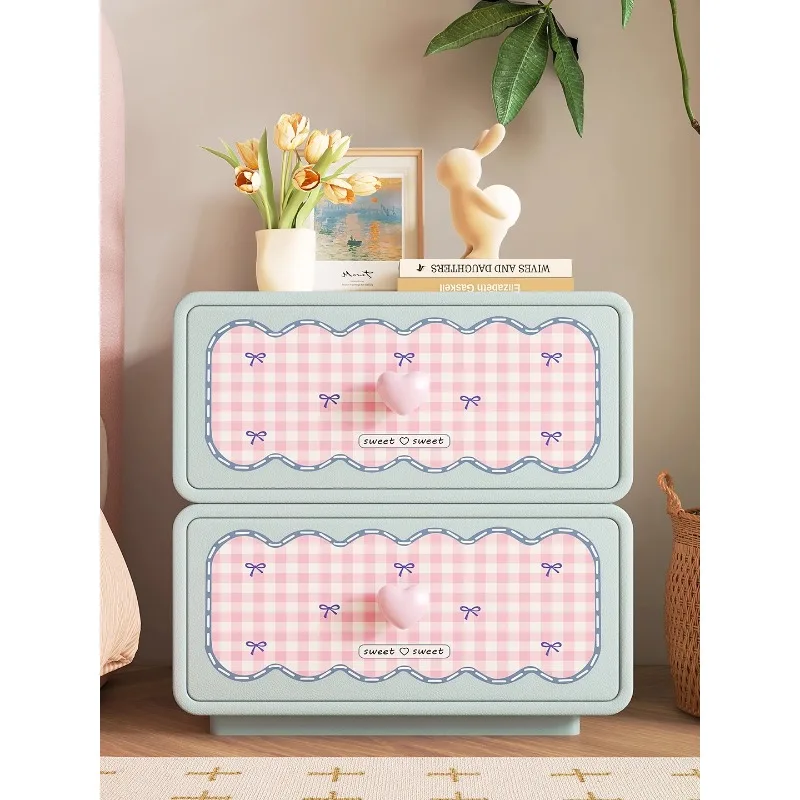 Cream wind solid wood bedside table room floor side cabinet bedroom storage cabinet dopamine side cabinet small