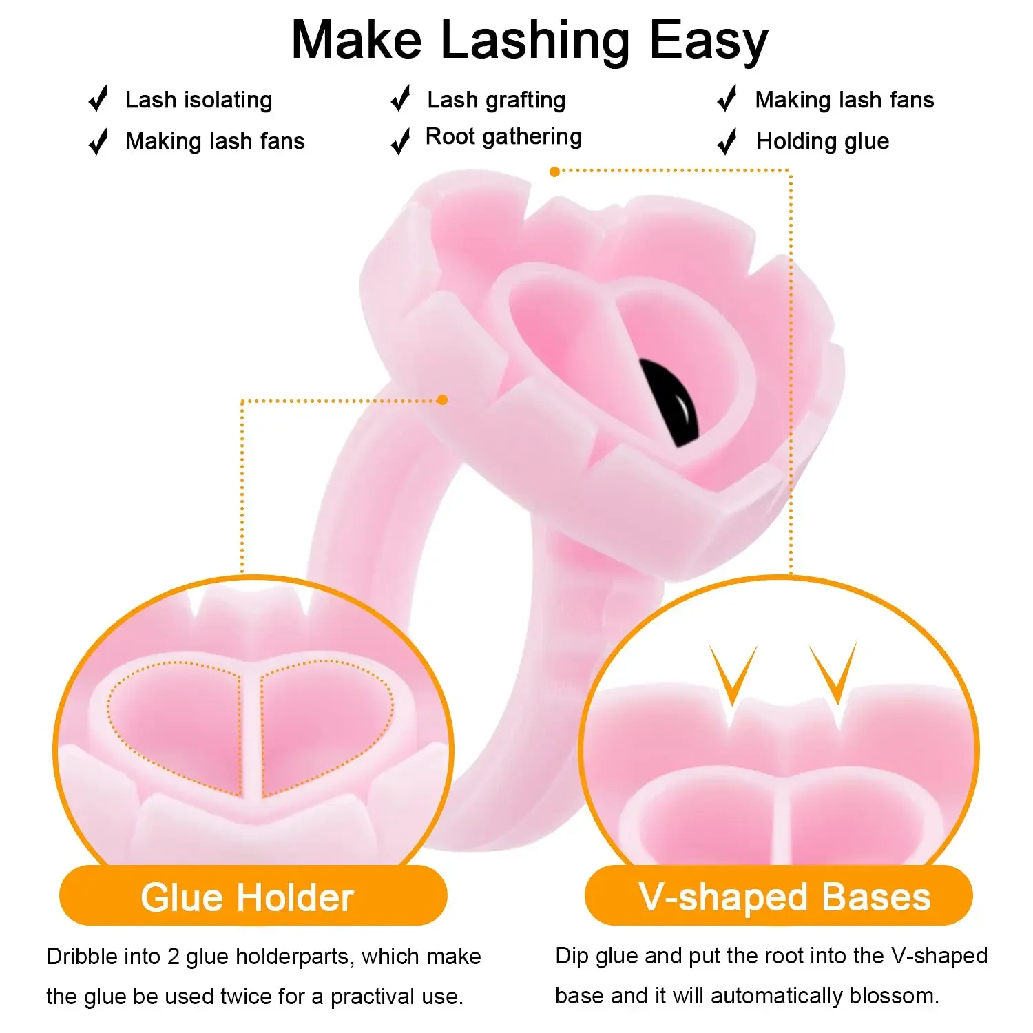 100 pièces Volume colle anneau tasse pour cils ventilateur tatouage Pigment support conteneur porte-colle fleur tasses Extension de cils fournisseur