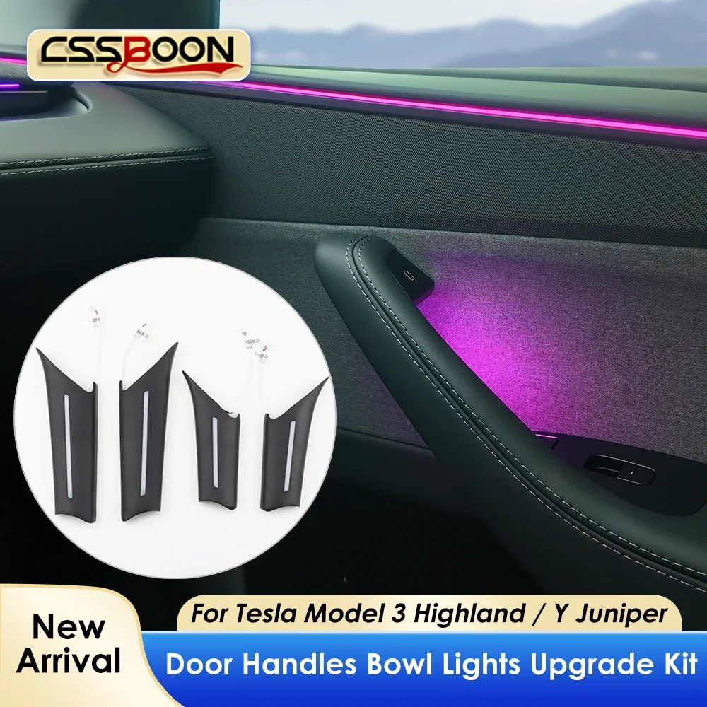 

Model Y Juniper Ambient Lighting Door Handle Bowl Lights for Tesla Model 3 Highland RGB Led Car Interior Door Atmosphere Lamp