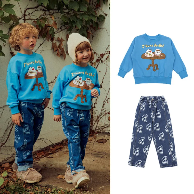 

spot BEBEBEBE Fall/Winter 2023 Kids Sweatshirt Sweatshirt Sweatshirt Set for Boys and Girls with Fleece boys clothes