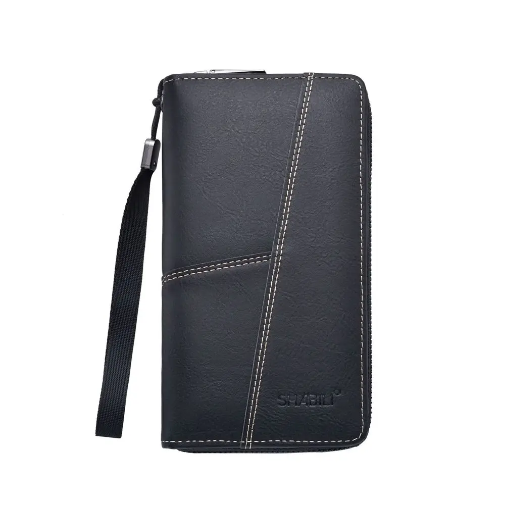 Bolso de cambio largo de cuero PU para hombre, tarjetero con cremallera, cartera para hombre, bolsa de almacenamiento de tarjetas de estilo coreano, tarjetero para mujer