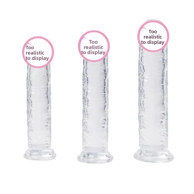 شكل ديك كبير من الكريستال الشفاف Jingling عصا السيليكون على شكل هلام منتجات للبالغين