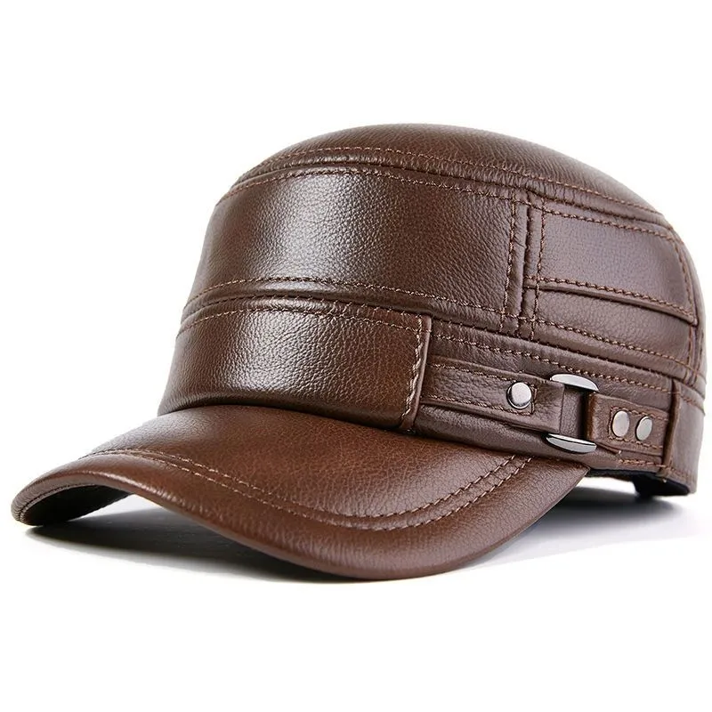 

Men's Leather Hats Adjustable Outdoor Hat, Male Baseball Cap 100% Genuine Leather Cap Free Shipping