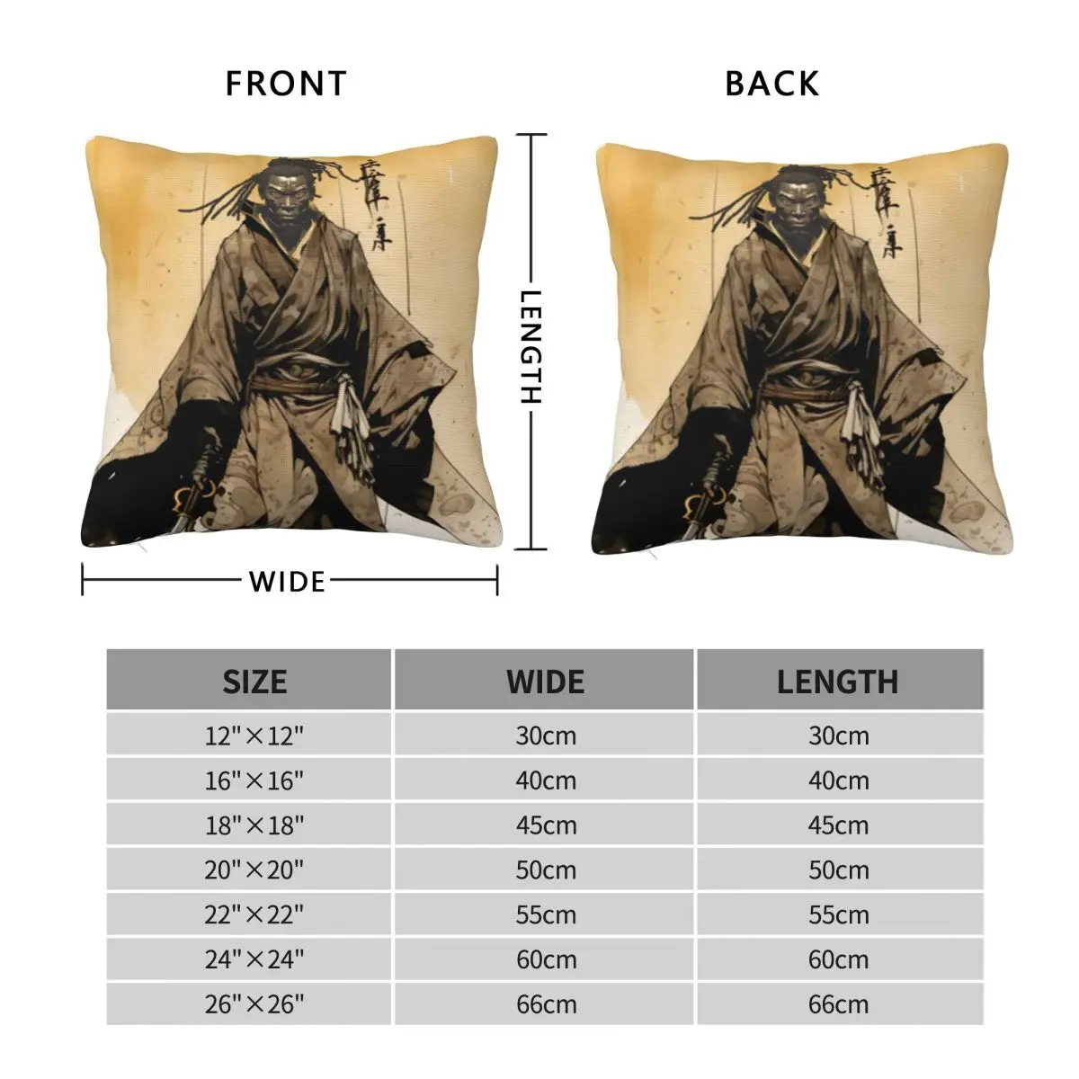 Yasuke Samurai In 1579 Feudal Japan No Square Pillowcase Pillow Cover Cushion Zip Decorative Throw Pillow for Home Bedroom