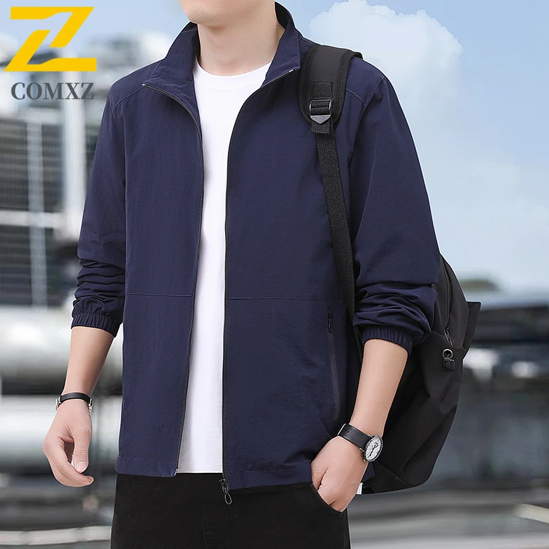 سترة EiAO للرجال بياقة واقفة على الطراز الكوري معطف كاجوال بقصة ضيقة مقاس كبير مقاوم للماء ومقاوم للرياح في الهواء الطلق للمشي لمسافات طويلة والتخييم والصيد #1