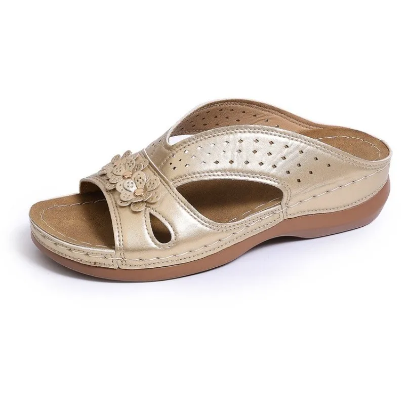 New Women's Slippers Casual Flower Hollow Wedge Beach Shoes Outdoor Fashion Platform Comfortable Non-slip Sandals Plus size 43 view 5