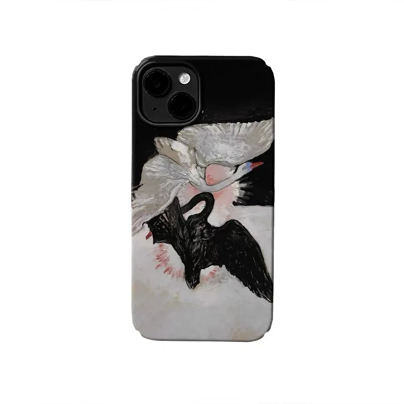 

Cartoon Black and White Swan Phone Case for IPHONE 17 Air 16E 15 PROMAX 14 Plus 13 12 MINI 11 PRO 16Plus XR Acrylic Phone Cover