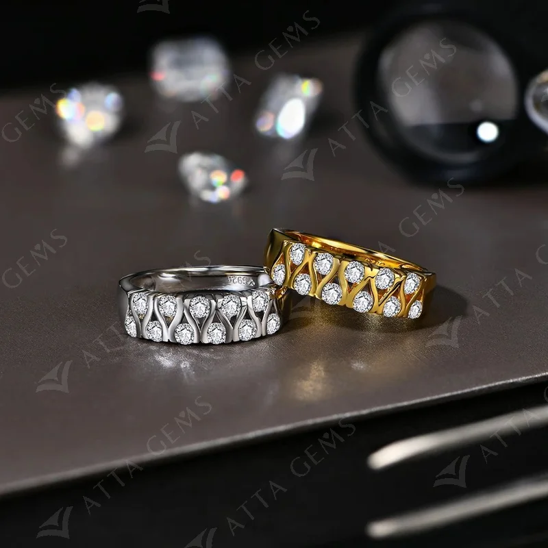 ATTAGEMS cincin berlian Moissanite 0,66 CT baru untuk wanita warna D VVS1 S925 perak perhiasan cincin pernikahan pertunangan hadiah mewah