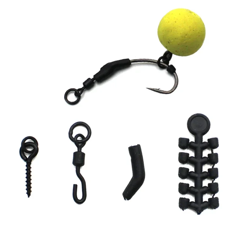 1Box Carp Fishing Kit Spinner Swivel Hook Kicker Bead Bait Screw Carp Hair Rig  For Carp Fishing Terminal Tackle Accessoreis