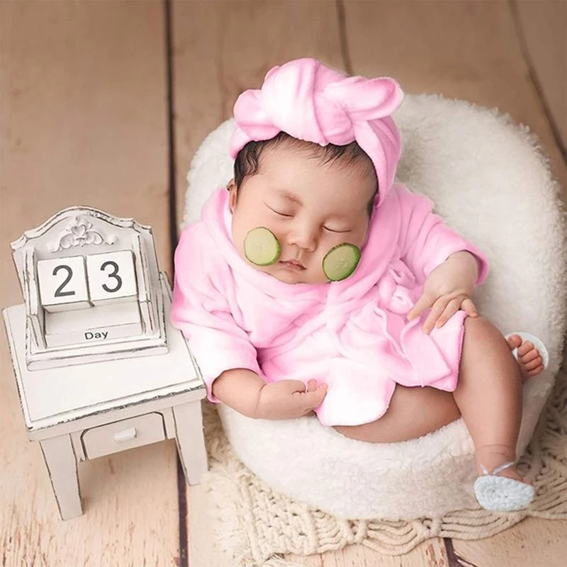 

Baby Photography Prop Newborn Bathrobe Bath Towel Cucumber Slice Set for Newborn 15UB