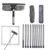 Window Squeegee For Home Window Cleaning Squeegee Kit Extension Pole Rotatable Head 2 In 1 Washing Equipment For Indoor Outdoor