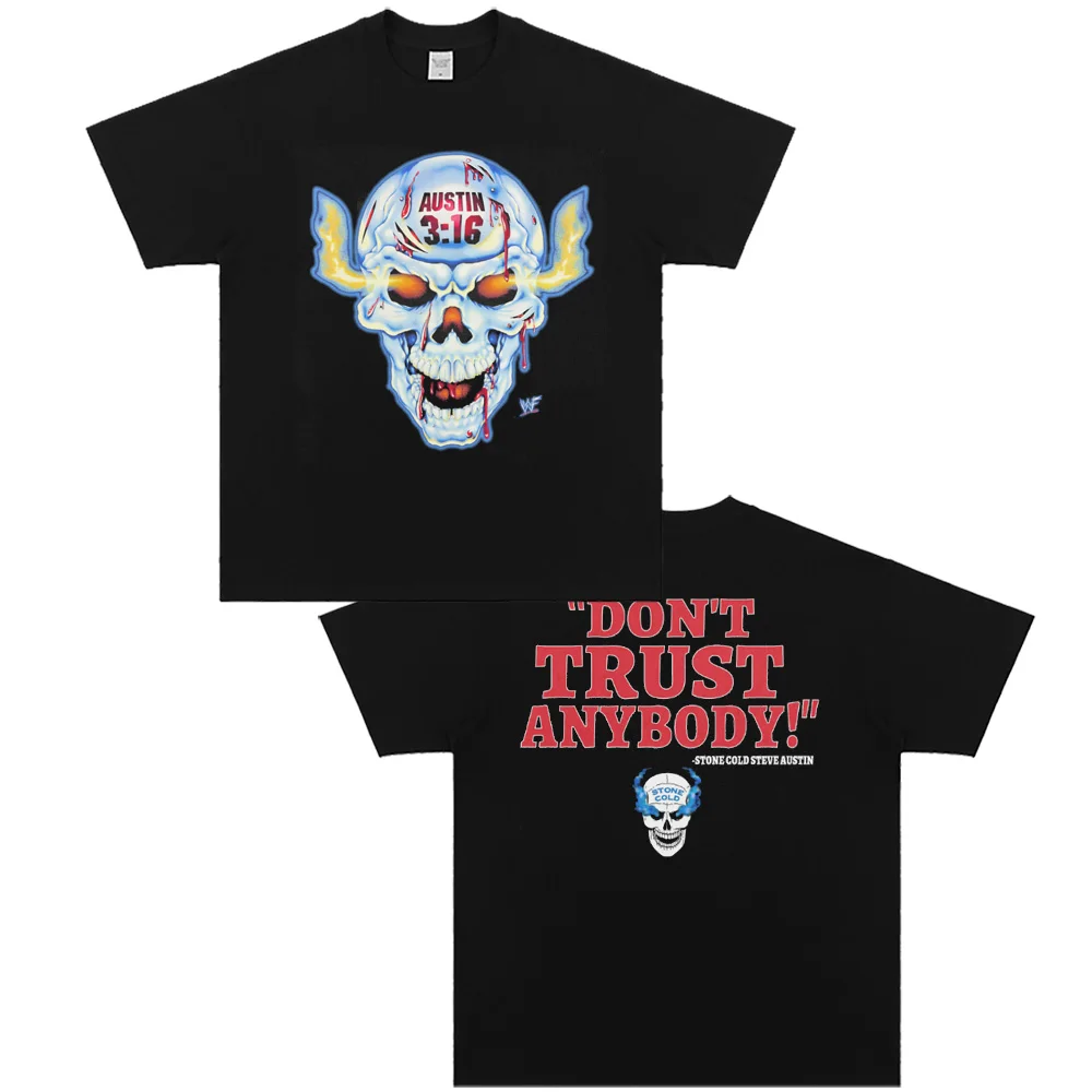 

Stone Cold Steve Austin Leisure Wrestling Pure Cotton Retro Short Sleeve T-shirt High Quality Luxury Brand